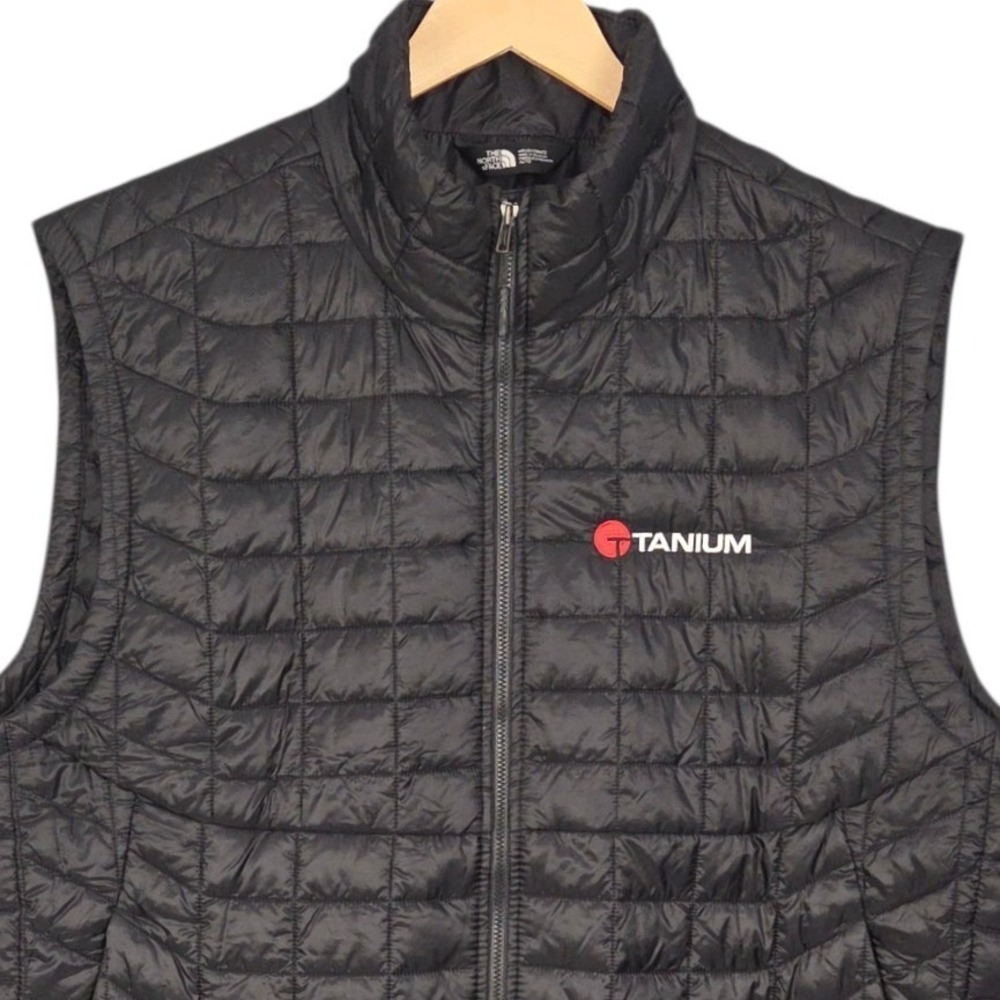 The North Face ThermoBall Eco Vest Mens XL Black Quilted Insulated Company Logo